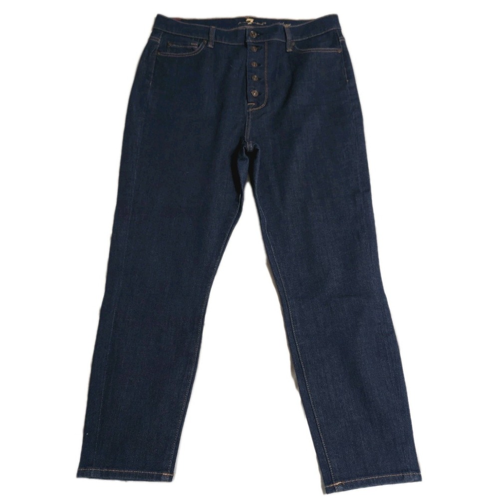 7 For All Mankind Aubrey Jeans‎ Womens 32 Dark Wash Slim Straight Button Fly